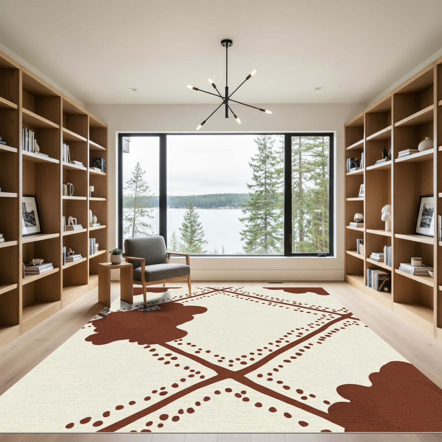 Brown Cream Diamond Dot Stitch Rug
