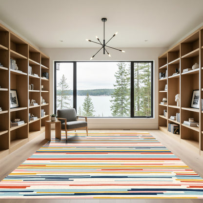 Bold Multicolored Horizontal Stripe Rug