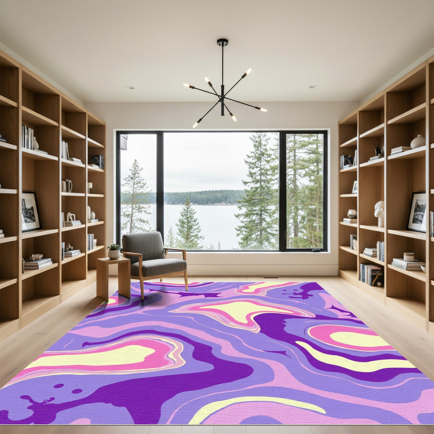 Swirling Amethyst Violet Pink Cream Rug