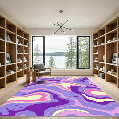 Swirling Amethyst Violet Pink Cream Rug