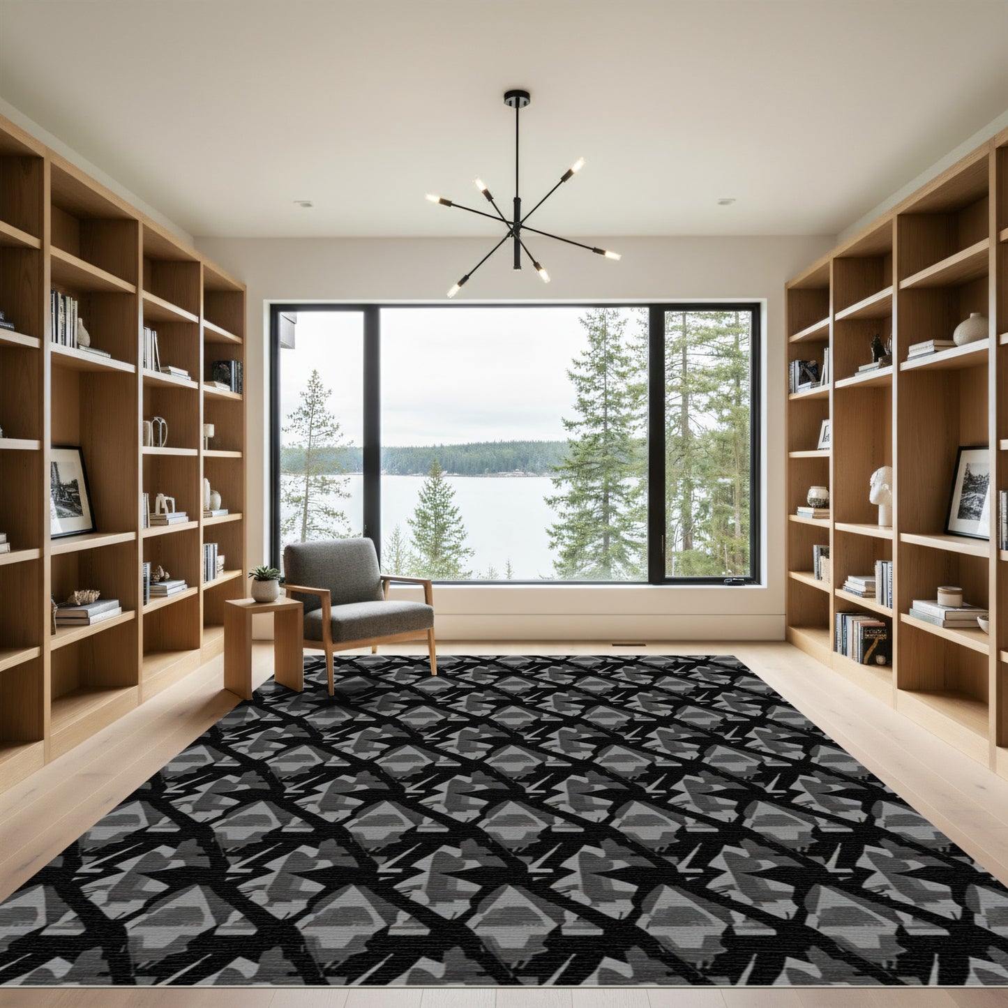 Geometric Dark Gray Diamond Accordion Rug