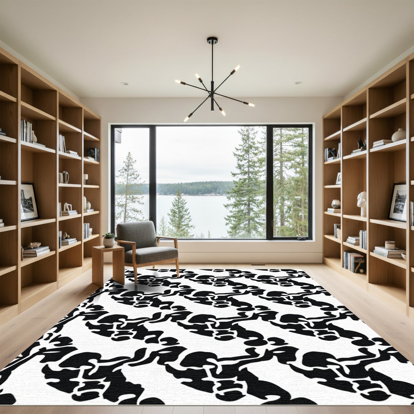 Black White Abstract Tribal Rug