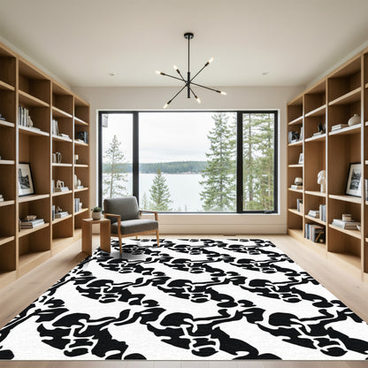 Black White Abstract Tribal Rug