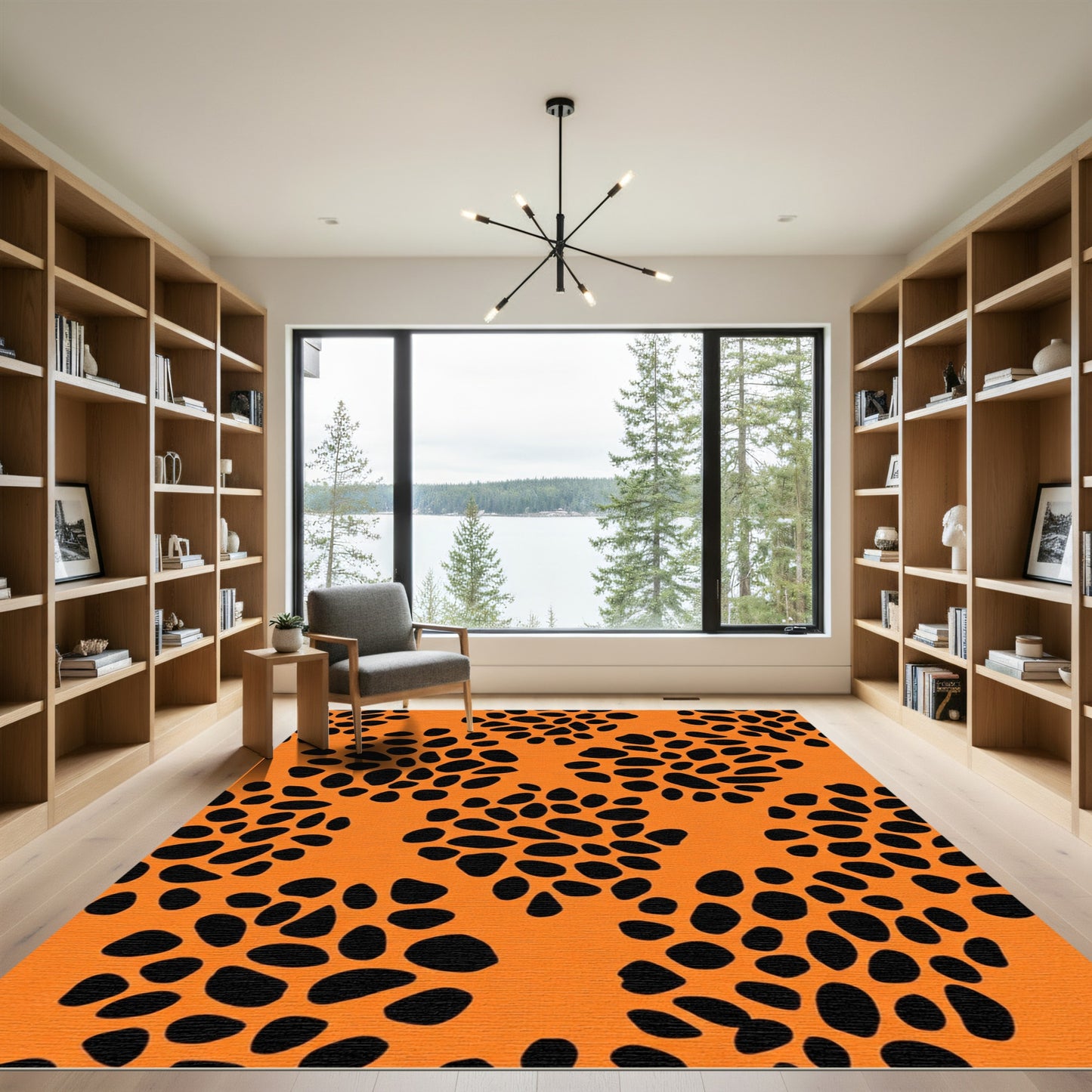 Orange Black Spotted Organic Shapes Rug