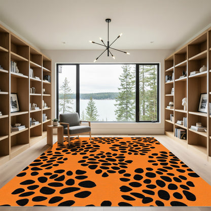 Orange Black Spotted Organic Shapes Rug