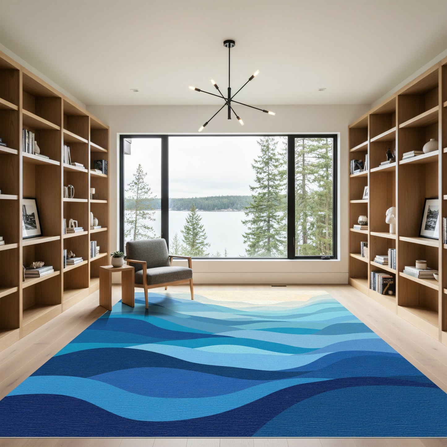 Oceanic Blue Wave Horizon Rug