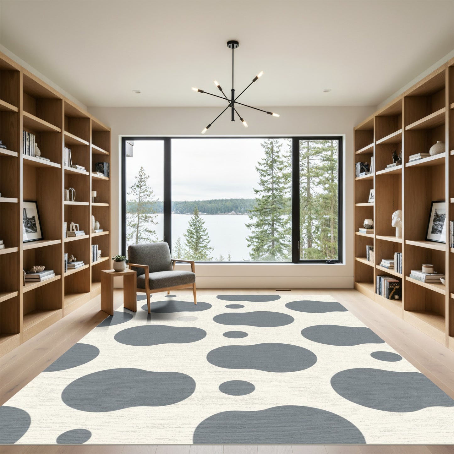 Gray Daubs Cream Spots Rug