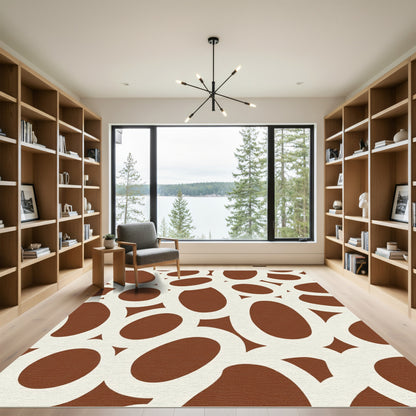 Brown and Cream Organic Ring Overlay Rug
