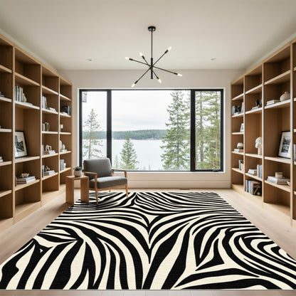 Bold Ivory Black Zebra Stripes Rug
