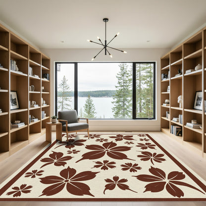 Brown Floral Scatter Arrangement Rug