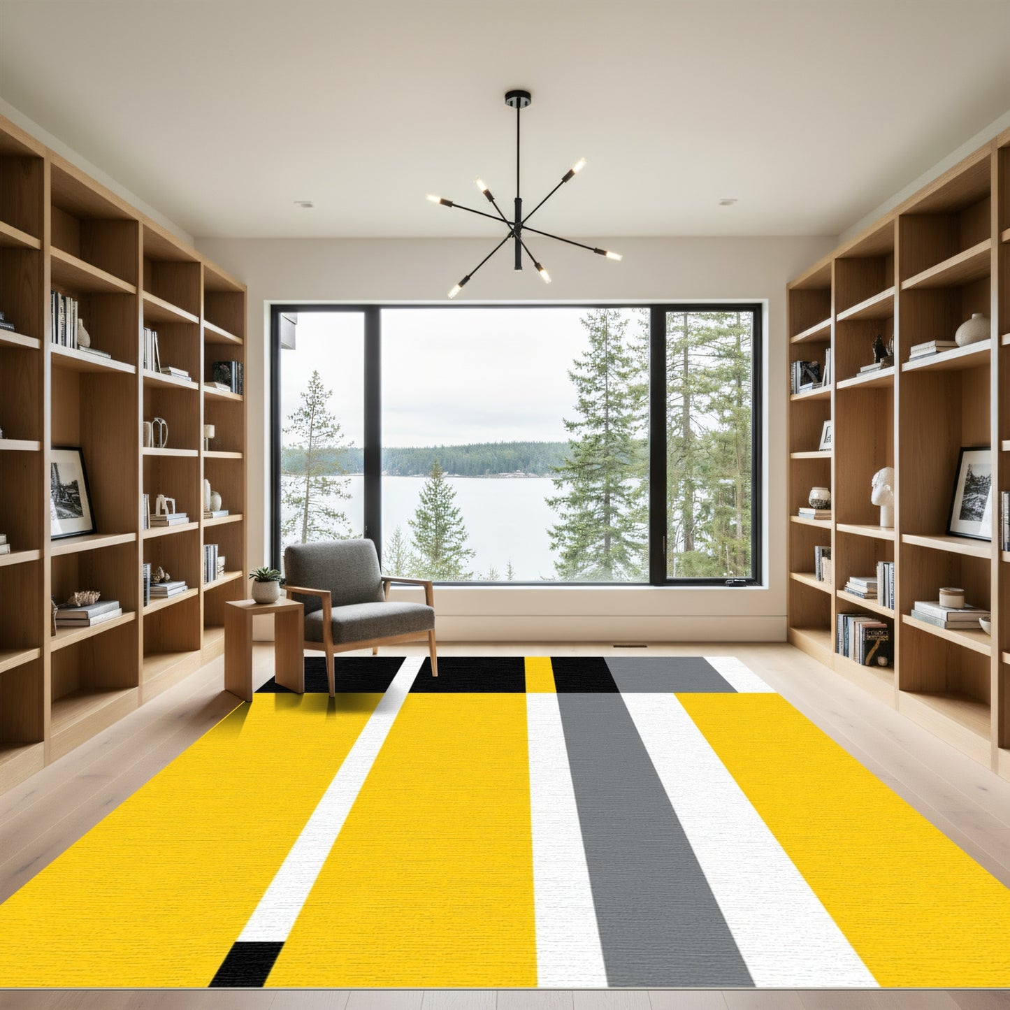 Bold Yellow Black Grey Stripes Rug