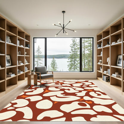 Retro Cream Abstract Organic Shapes Rug