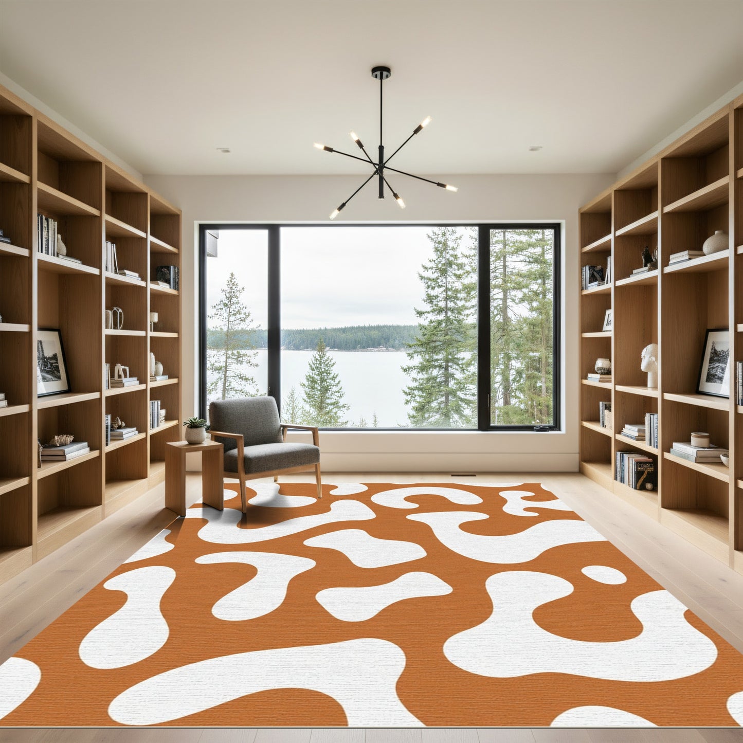 Burnt Orange Organic Blob Rug