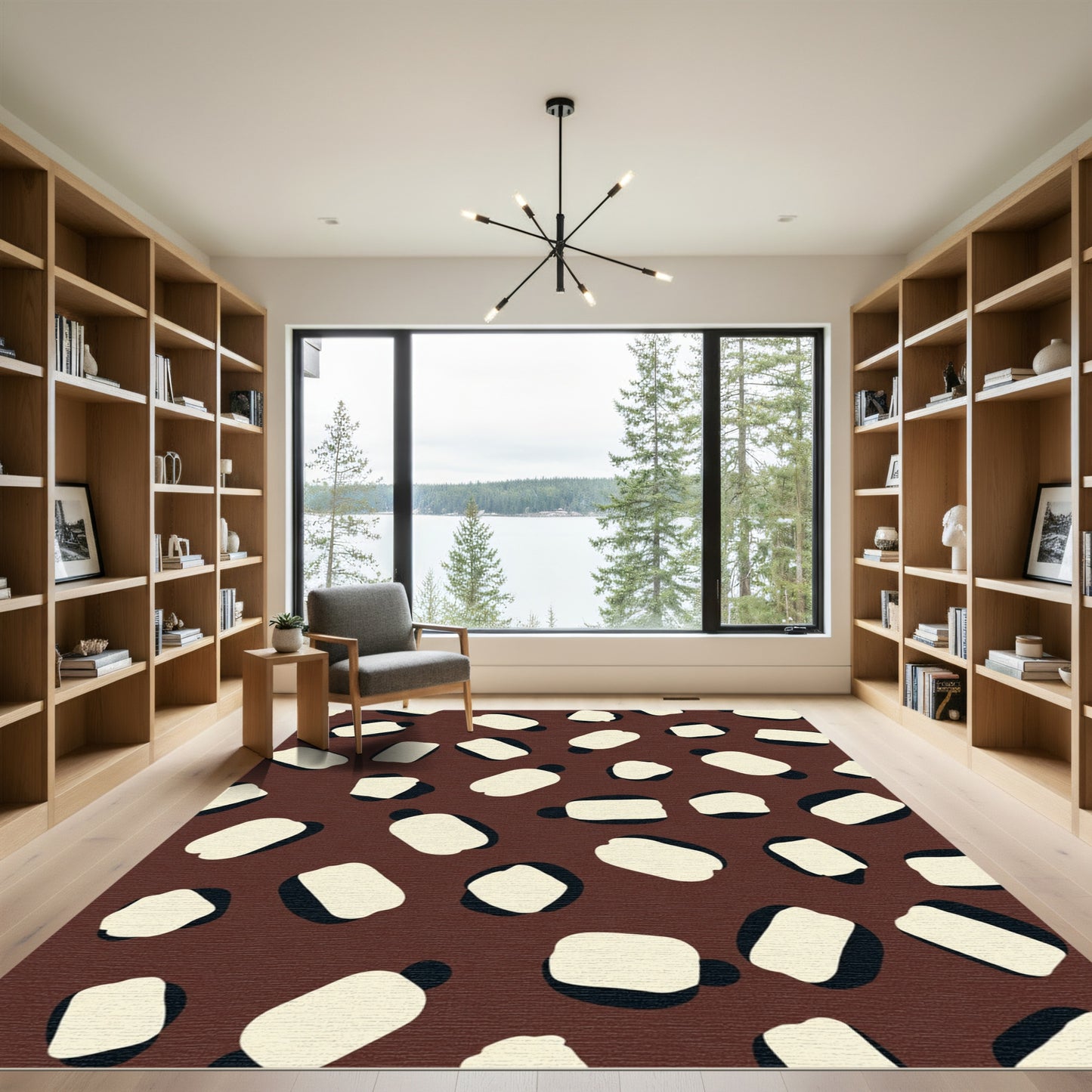 Brown Cream Scattered Pebble Rug
