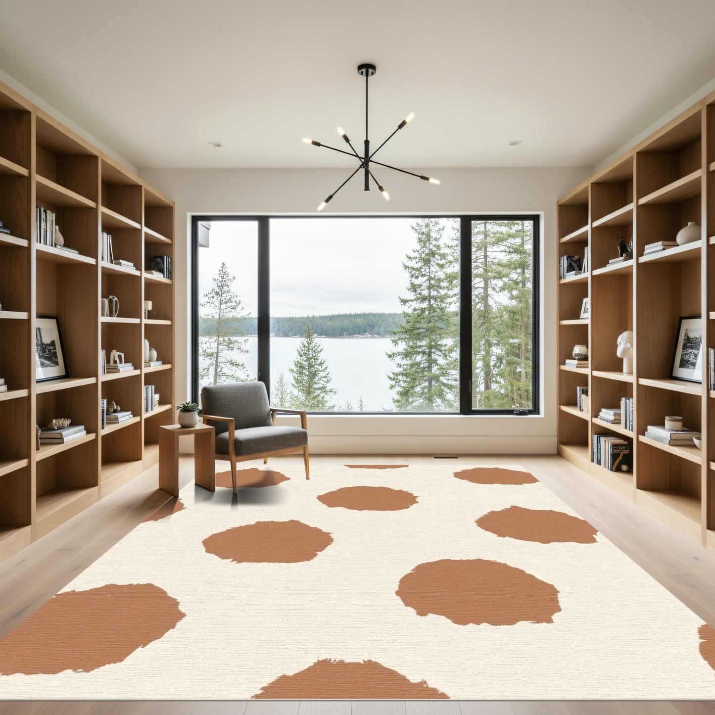 Brown Spot Abstract Cream Rug