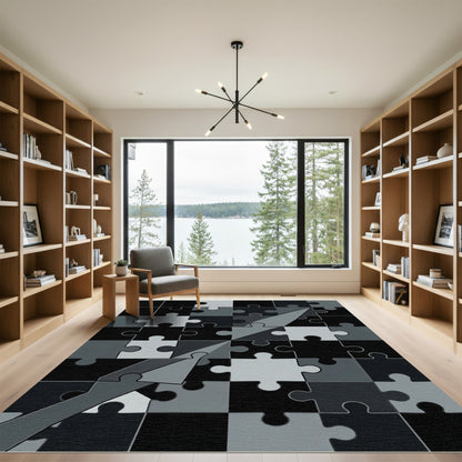 Monochromatic Puzzle Piece Arrow Rug