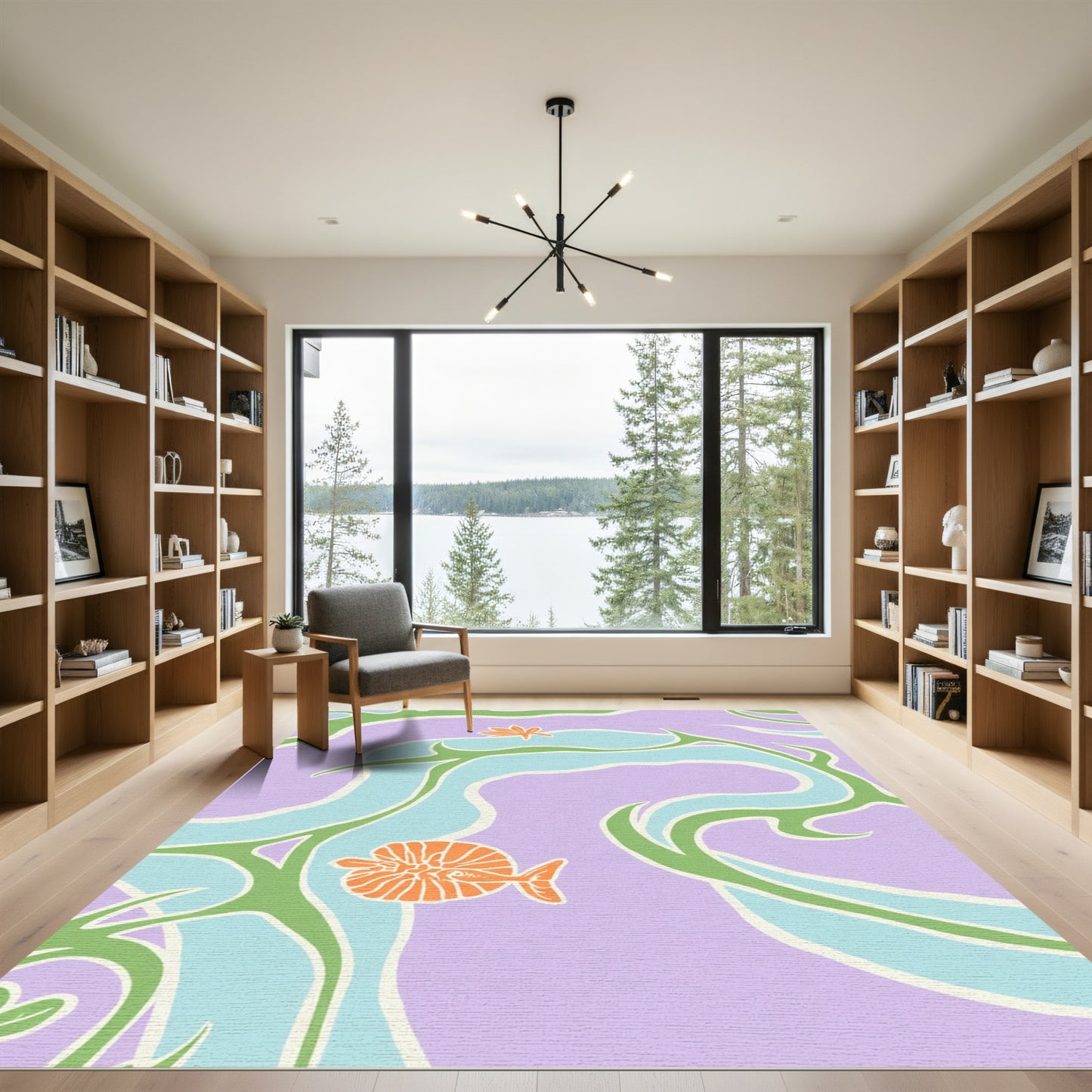 Pastel Lilac Whimsical Water Creature Rug