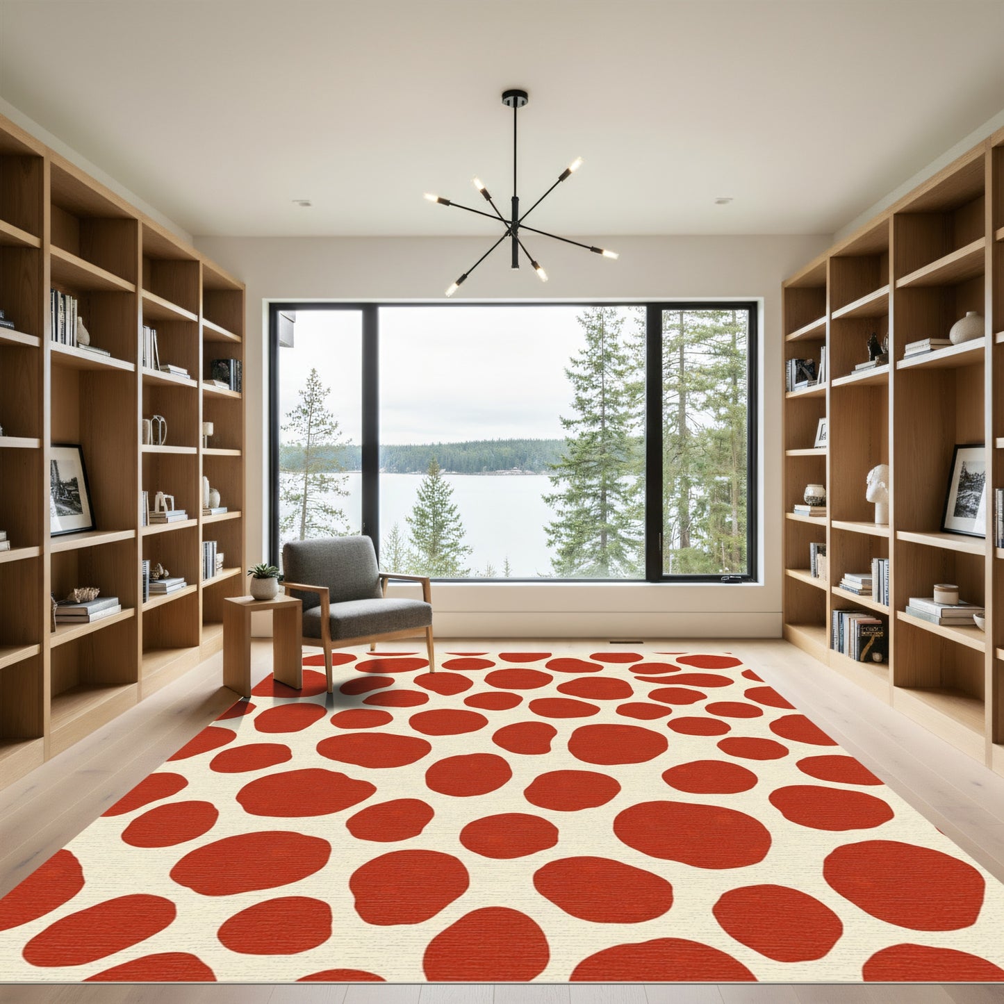 Terracotta Blotches on Cream Background Rug