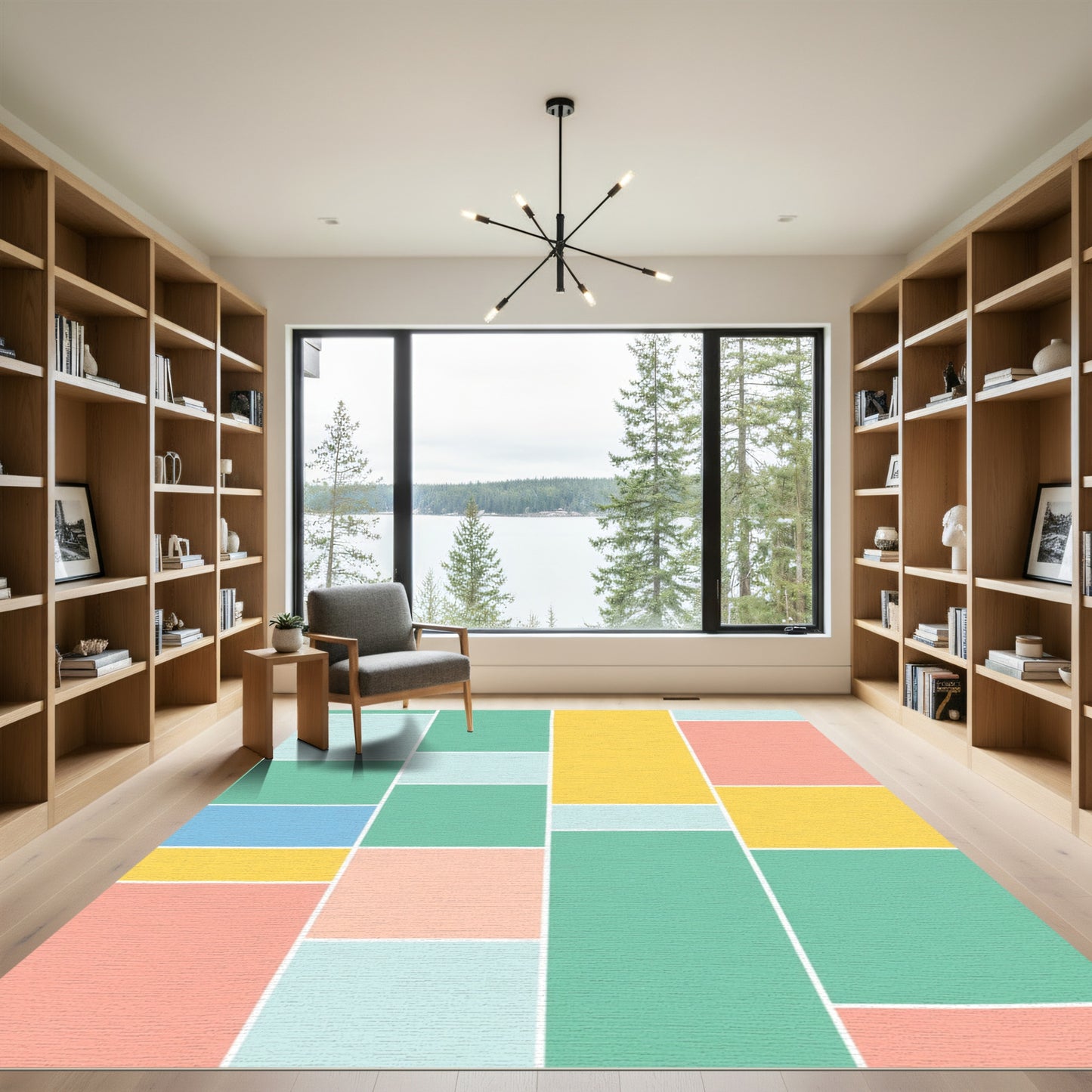 Pastel Color Block Rectangles Rug