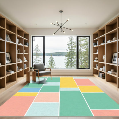 Pastel Color Block Rectangles Rug