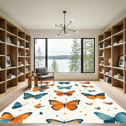 Whimsical Multi-Color Butterfly Garden Rug