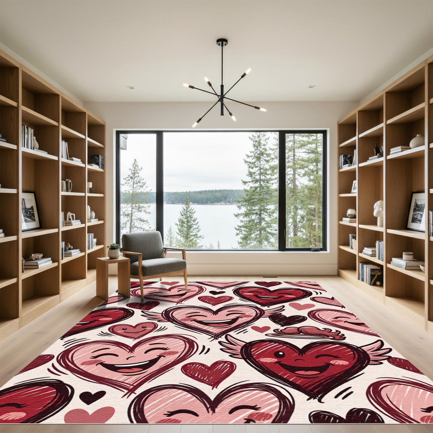 Happy Heart Collection Red Pink Scribble Rug