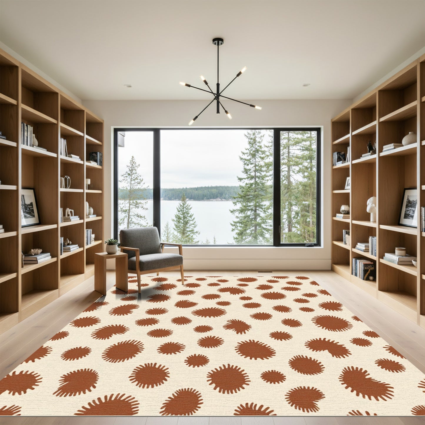 Brown Spotted Organic Irregular Shapes Rug