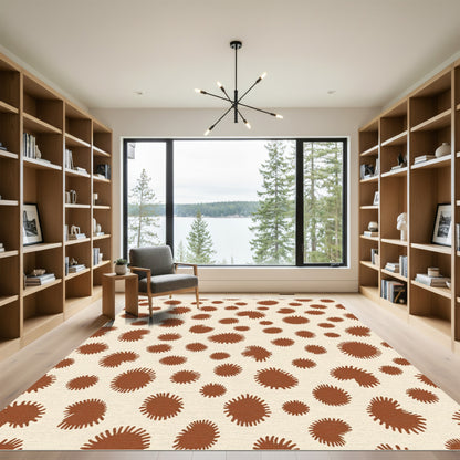 Brown Spotted Organic Irregular Shapes Rug