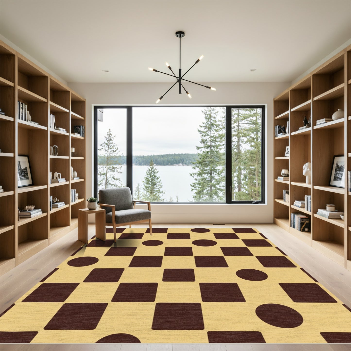Chocolate Tan Spotted Grid Rug