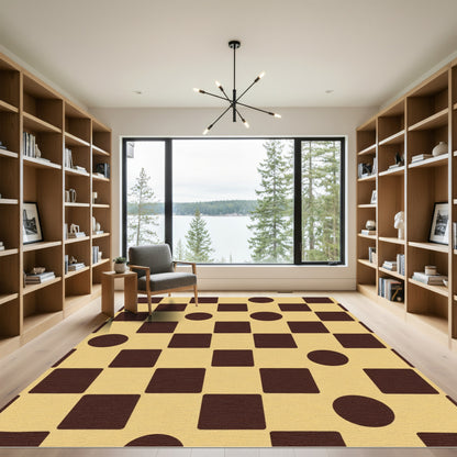 Chocolate Tan Spotted Grid Rug