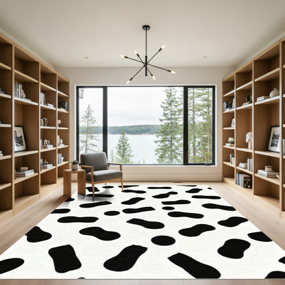 Black White Irregular Spots Rug