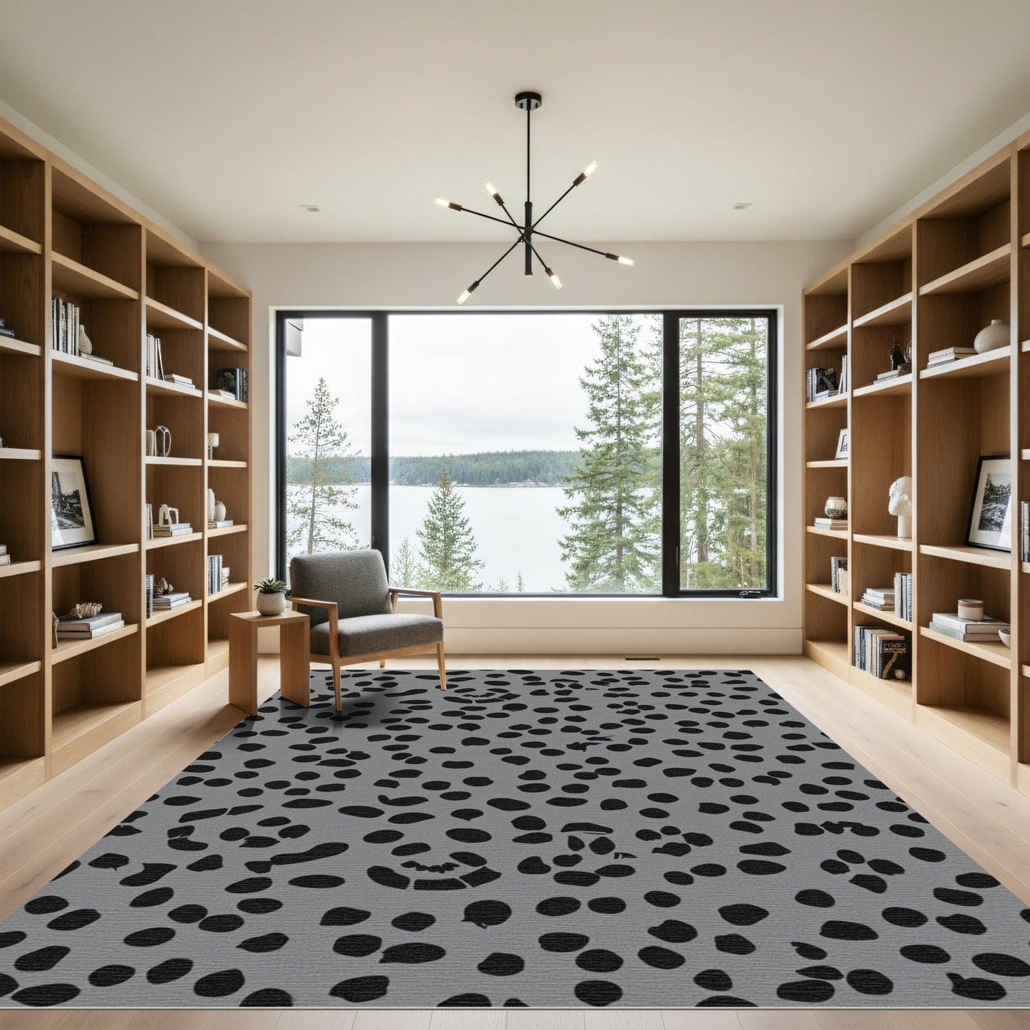 Gray Black Scattered Spots Rug