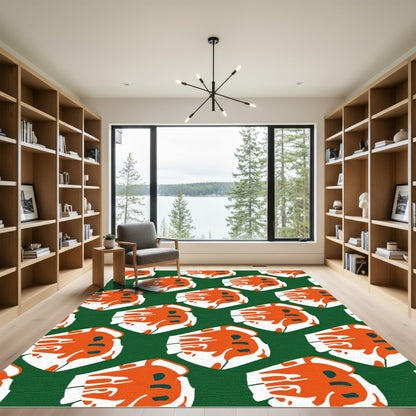Bold Orange White Emerald Block Rug