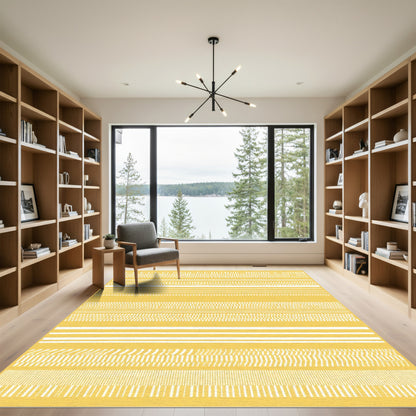 Geometric Stripes White Textured Rug