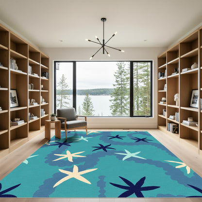 Aqua Starfish Scatter Rug
