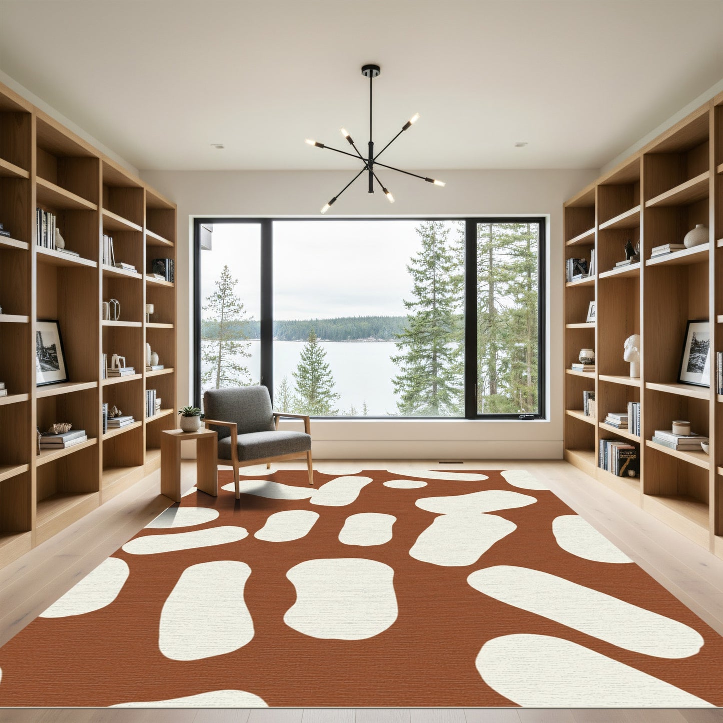 Organic Ochre Abstract Blob Rug