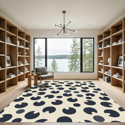Navy Blue Contemporary Circles Rug