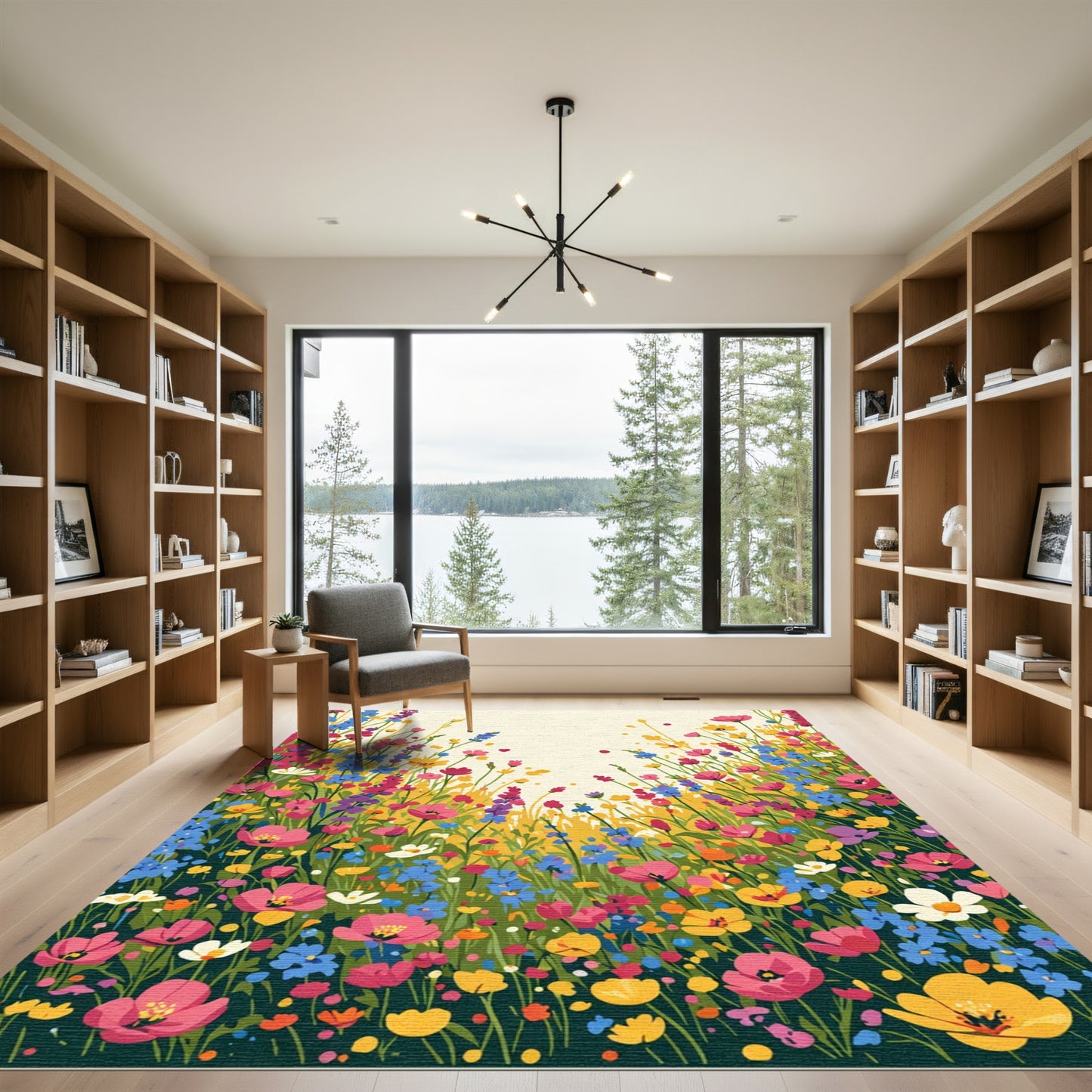 Vibrant Meadow Floral Explosion Rug