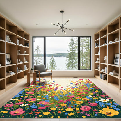 Vibrant Meadow Floral Explosion Rug