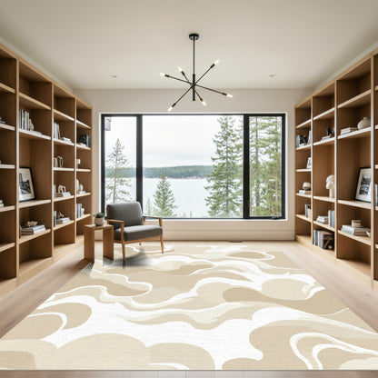 Neutral Swirl Cloud Landscape Rug