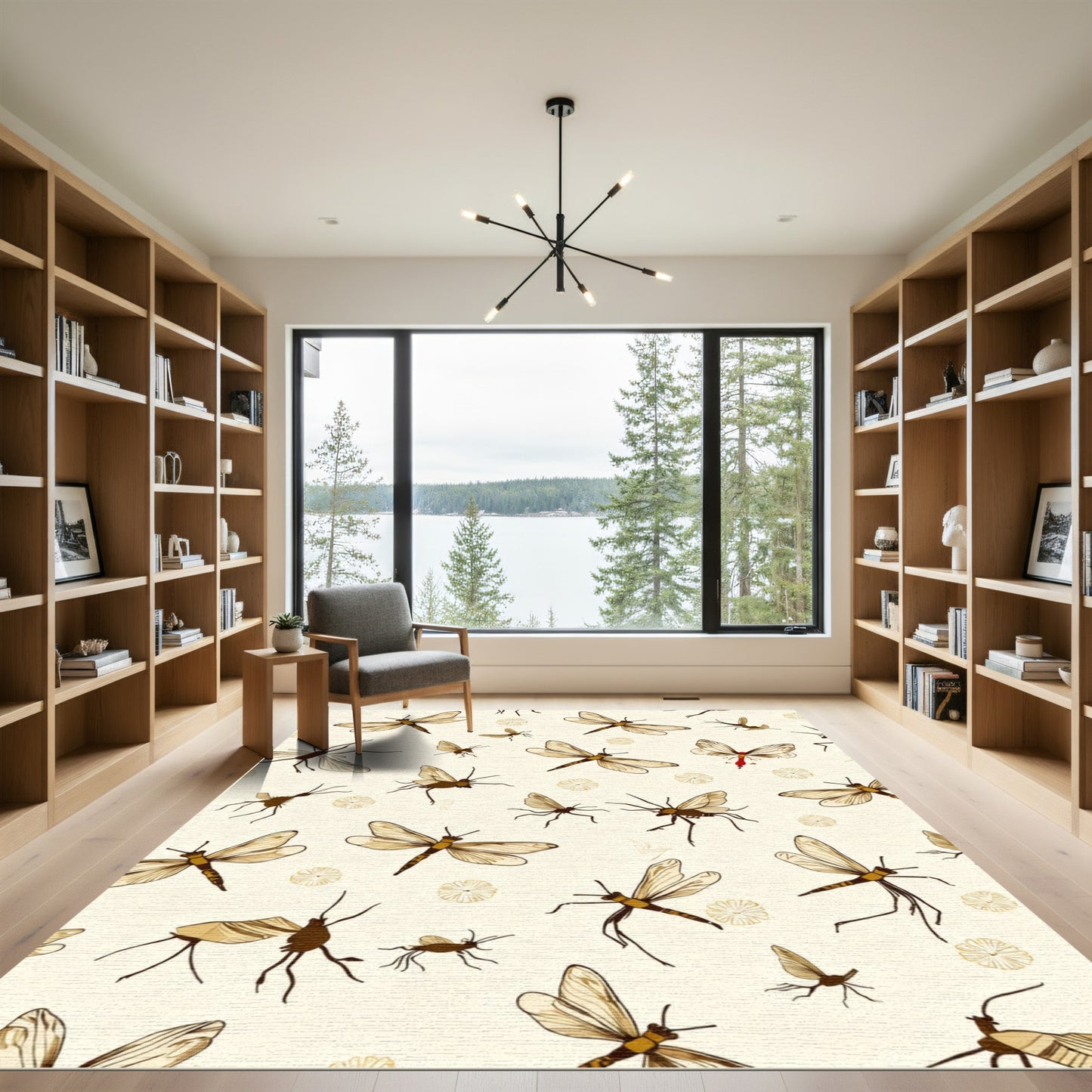 Golden Dragonfly Insects Natural Theme Rug