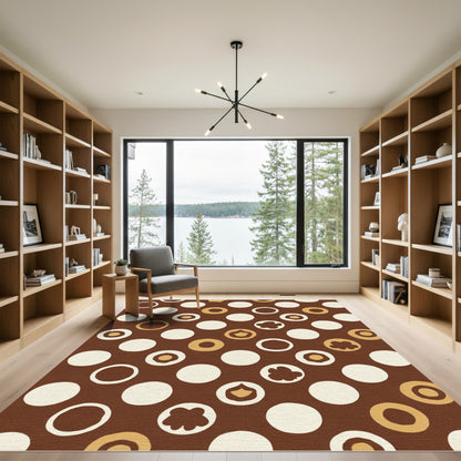 Brown White Gold Dot Arrangement Rug