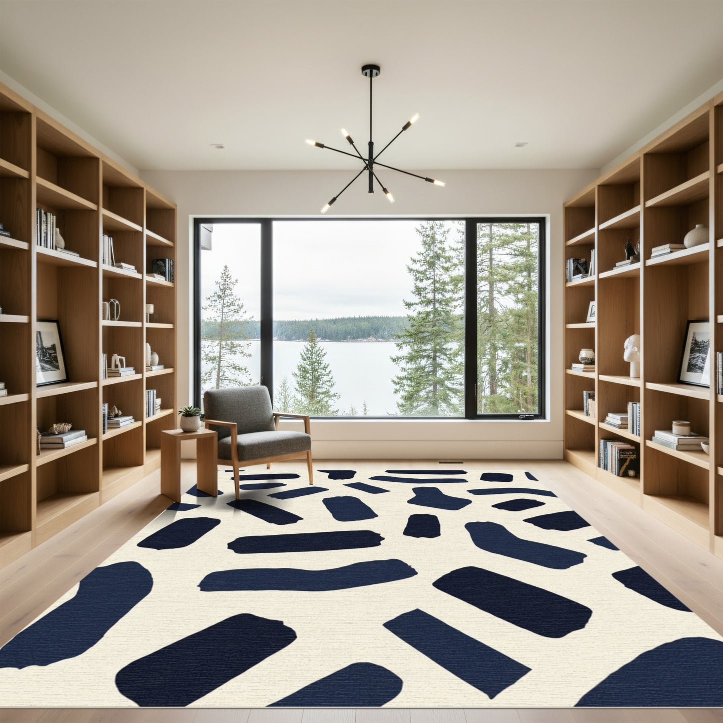 Navy Brushstroke Scatter Rug
