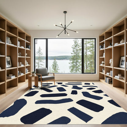 Navy Brushstroke Scatter Rug