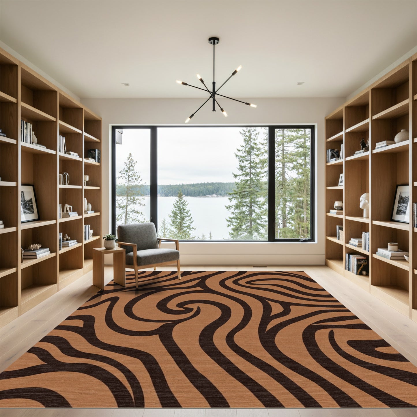 Brown Swirl Abstract Zebra Rug