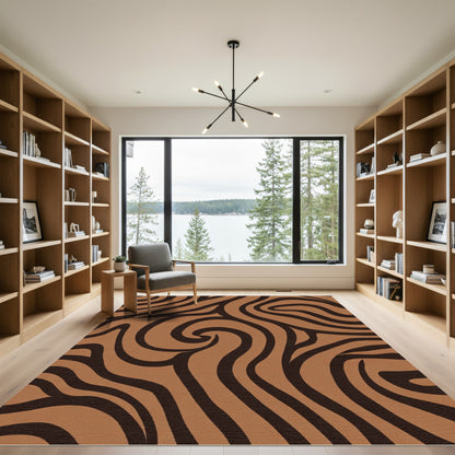 Brown Swirl Abstract Zebra Rug