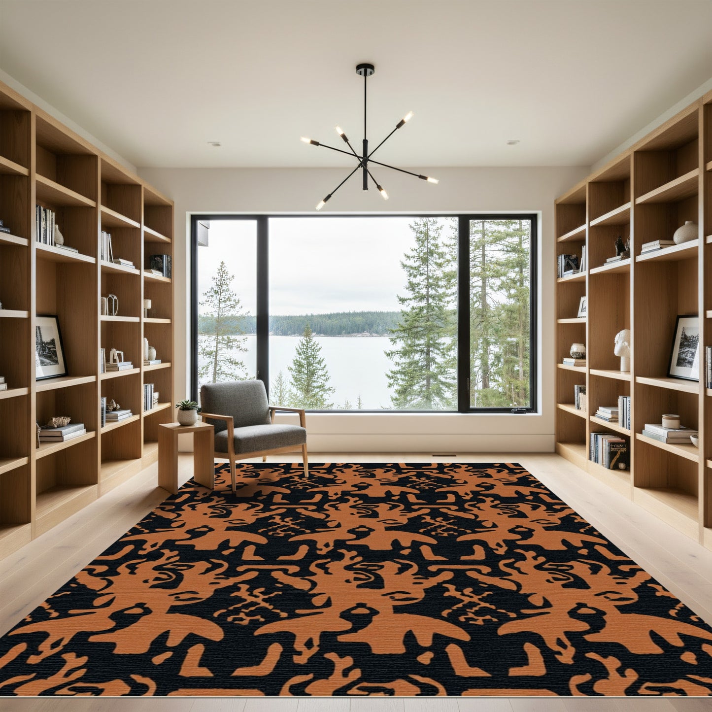 Terracotta Figures Black Repeating Rug