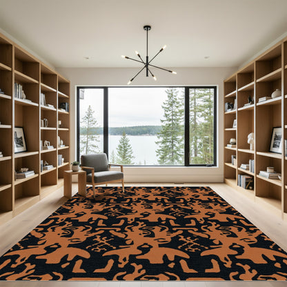 Terracotta Figures Black Repeating Rug