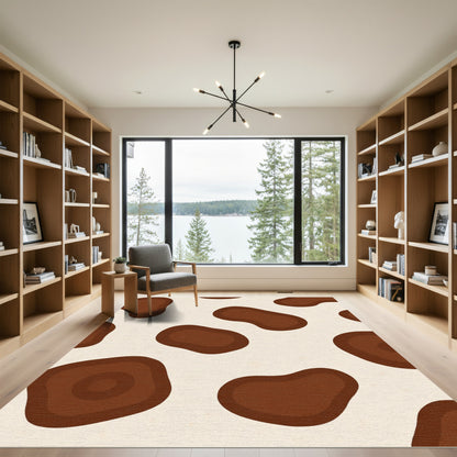 Brown Dalmatian Spots Cream Background Rug