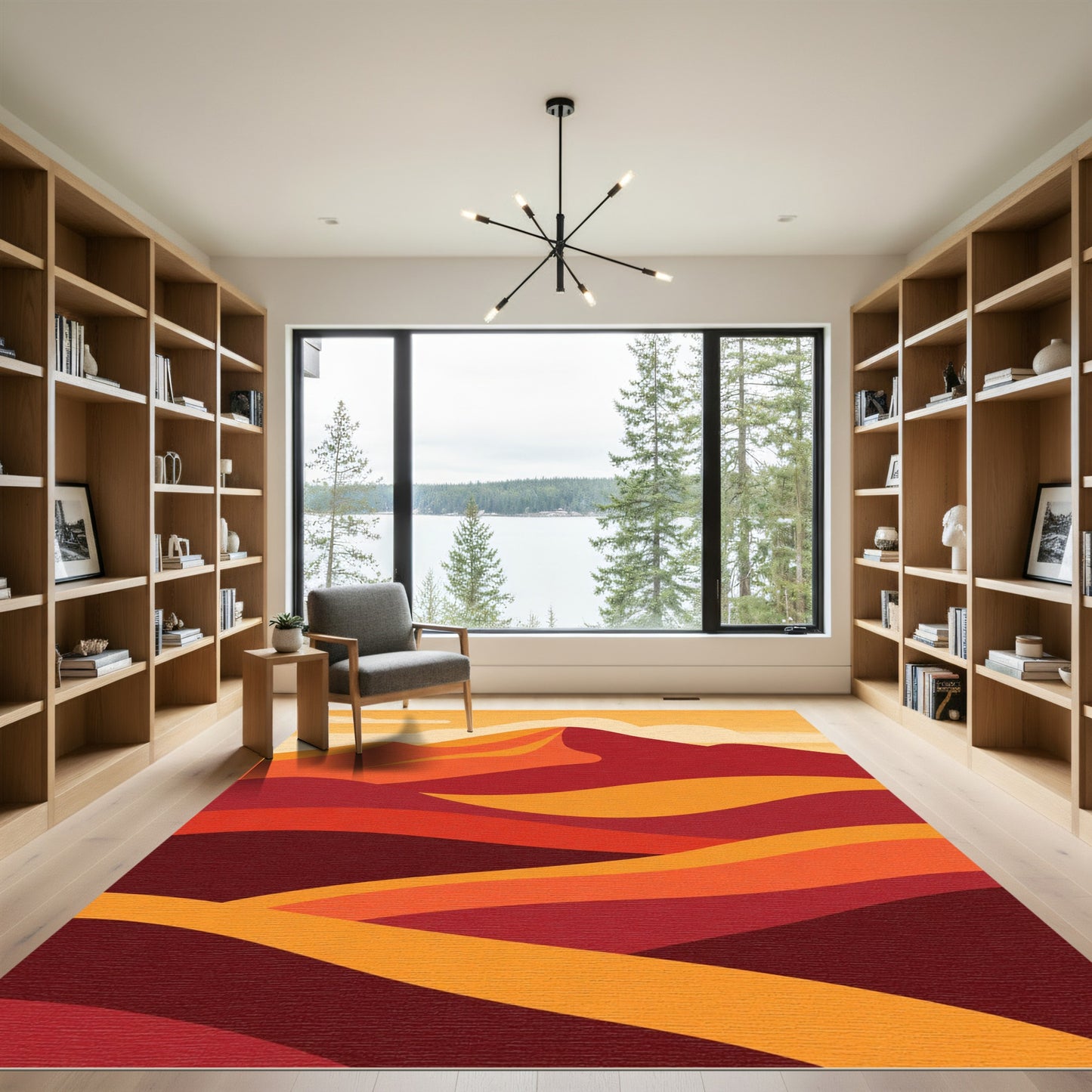 Crimson Sunset Dune Abstract Rug